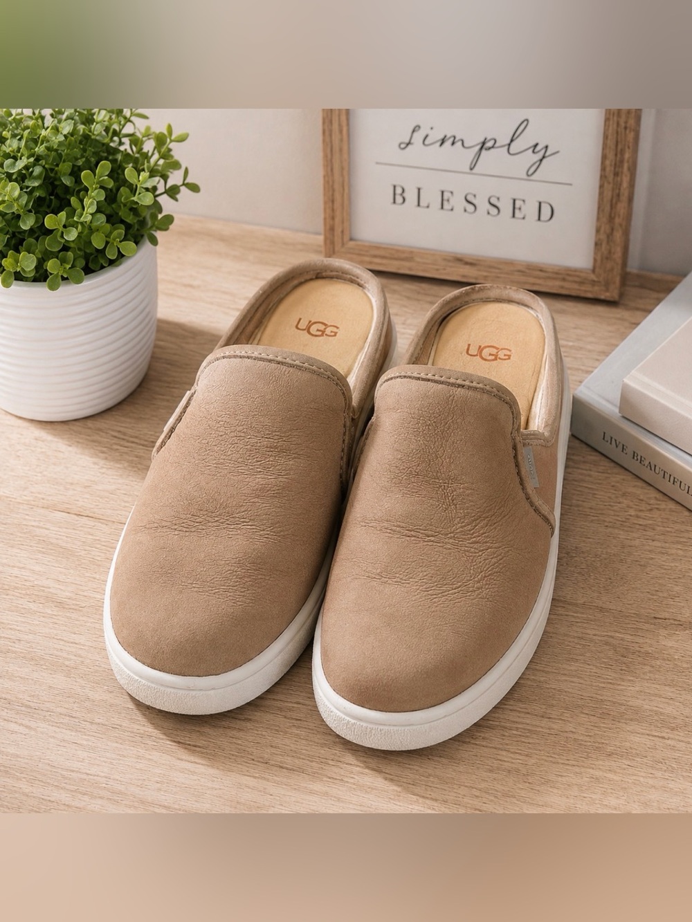 Ugg tan mules size 6